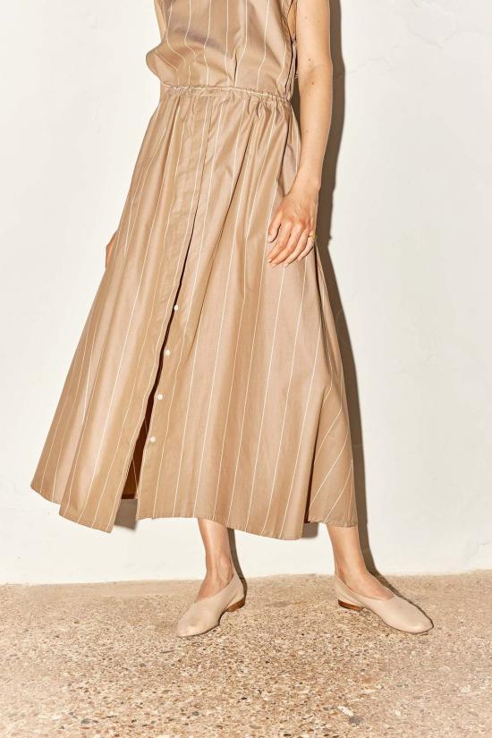  다두라 미디 스커트 다투라 롱 셔츠 스커트 아몬드 스트라이프 - DATURA