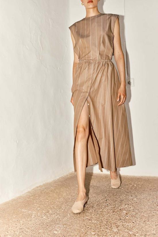  다두라 미디 스커트 다투라 롱 셔츠 스커트 아몬드 스트라이프