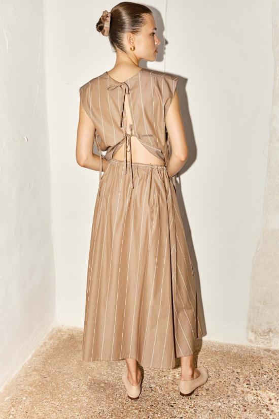  다두라 미디 스커트 다투라 롱 셔츠 스커트 아몬드 스트라이프 - DATURA