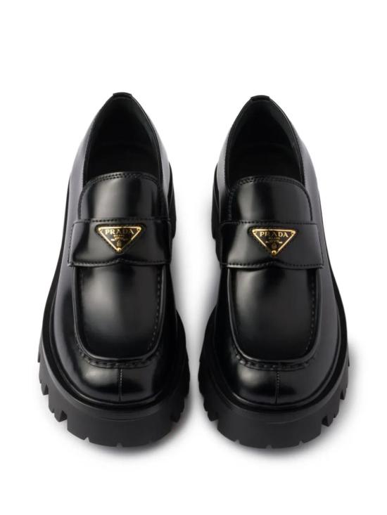 25FW 프라다 모노블럭 러버솔 레더 로퍼 1D185OF050 055 0002 Black - PRADA