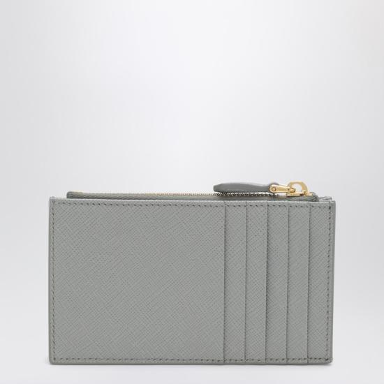  프라다 사피아노 가죽 지퍼 카드 지갑 1MC086QHH Grey - PRADA