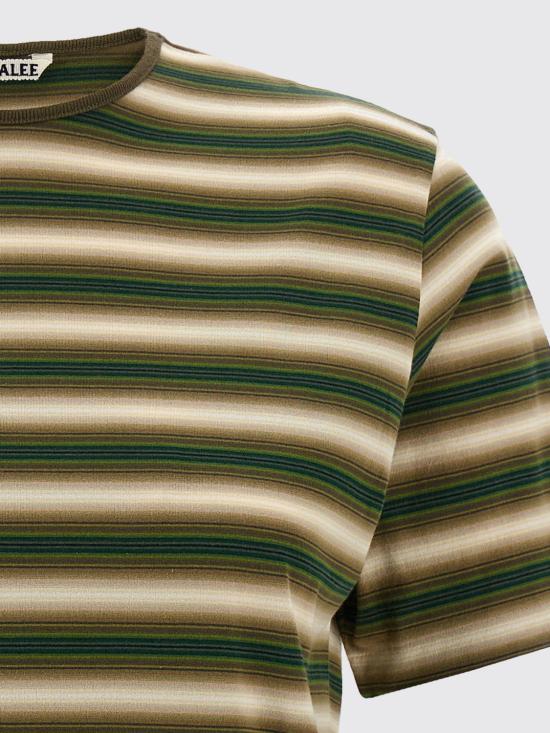 25FW 오라리 반팔 티셔츠 A25AT04GJ FADEBROWNSTRIPE Brown - AURALEE