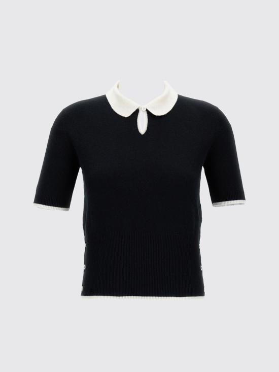 25FW 톰브라운 폴로 티셔츠 FKP122AY2001 001 Black - THOM BROWNE