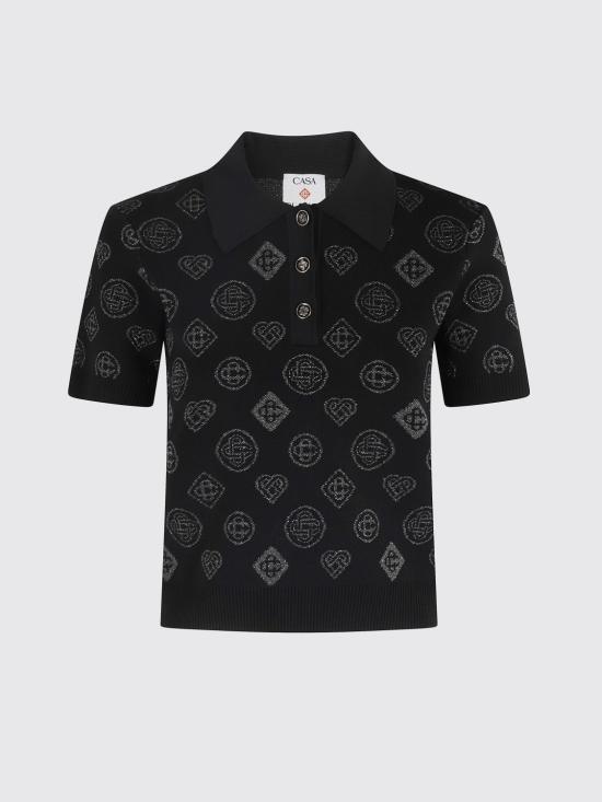 25FW 카사블랑카 폴로 티셔츠 WAW25KW1077 01 Black