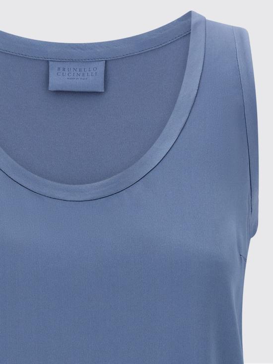 25FW 브루넬로 쿠치넬리 민소매 티셔츠 MPC59E0600 C2641 Blue - BRUNELLO CUCINELLI