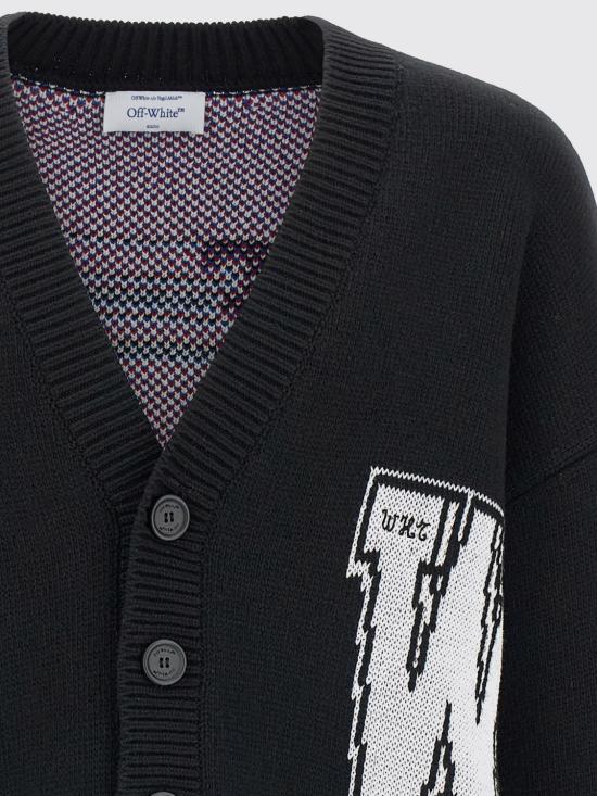25FW 오프화이트 글라이드 다이아그 가디건 OMHB019F25KNI002 1001 Black - OFF WHITE