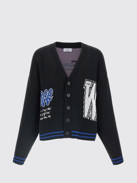 25FW 오프화이트 글라이드 다이아그 가디건 OMHB019F25KNI002 1001 Black