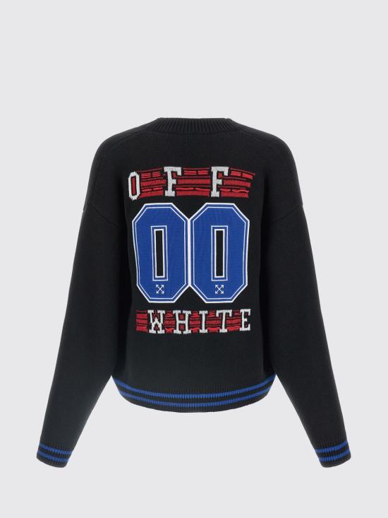 25FW 오프화이트 글라이드 다이아그 가디건 OMHB019F25KNI002 1001 Black - OFF WHITE