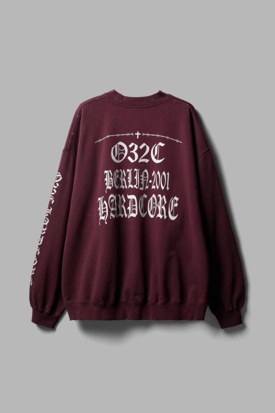 25FW 032C 긴팔 티셔츠 32CU252PRSW038RD FADED AUBERGINE DOM - 032C