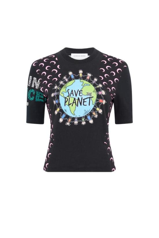 25FW 마린세르 반팔 티셔츠 MRSW252PRTS027BK BK85 BLACK AOM BLACK PINK DOM