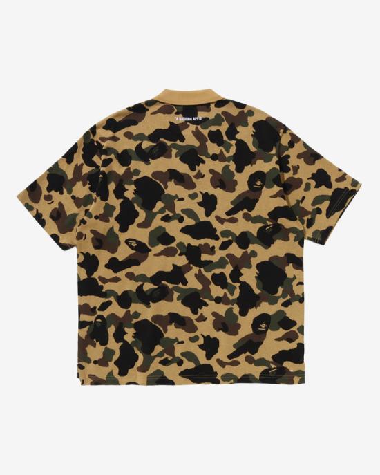  베이프 반팔 티셔츠 001POL301303MYEL YELLOW DOM - BAPE