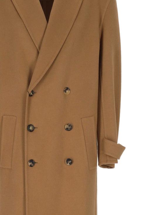 25FW 생로랑 브러시드 캐시미어 및 울 소재 롱 코트  835063Y2H329860 BROWN - SAINT LAURENT