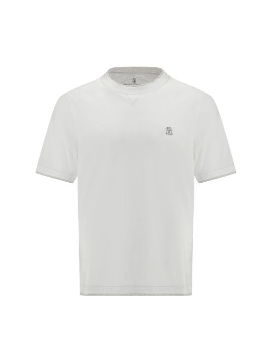 26SS 브루넬로 쿠치넬리 레이어링 코튼 저지 크루넥 티셔츠 M0B137451G CW787 WHITE