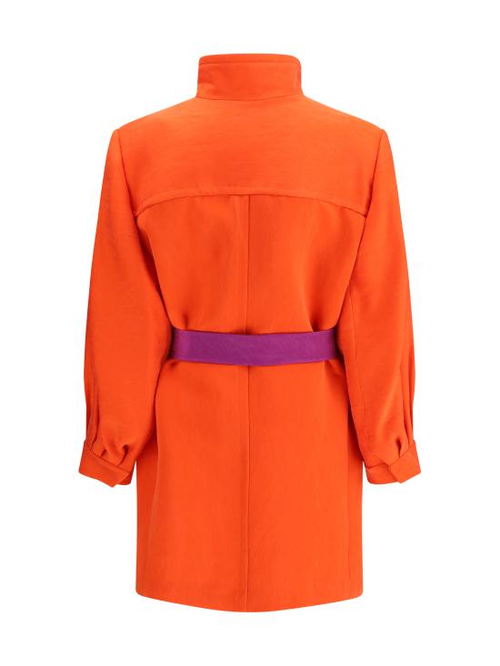 25FW 생로랑 스톤워시 실크 새틴 소재 벨티 코트 843316Y5J30 6641 ORANGE - SAINT LAURENT