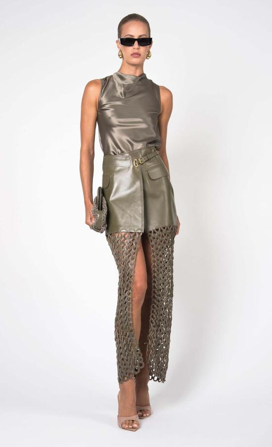  논살란트 레이블 숏 스커트 논캐런트 라벨 칼란  아미 그린