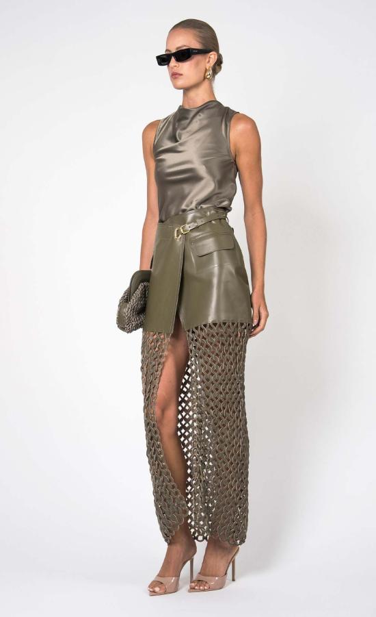  논살란트 레이블 숏 스커트 논캐런트 라벨 칼란  아미 그린 - NONCHALANT LABEL