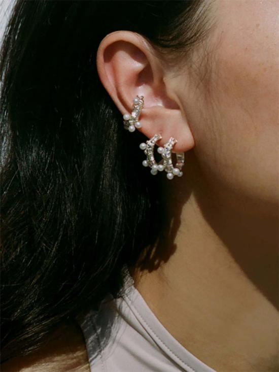  패리스 이어링 파리스 로카 펄라 이어커프 스털링 실버/펄 - FARIS