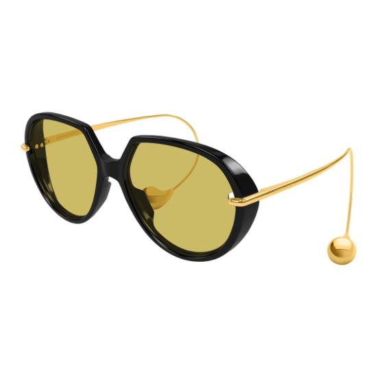 25FW 보테가베네타 선글라스 BV1436S 001 BLACK GOLD YELLOW - BOTTEGA VENETA