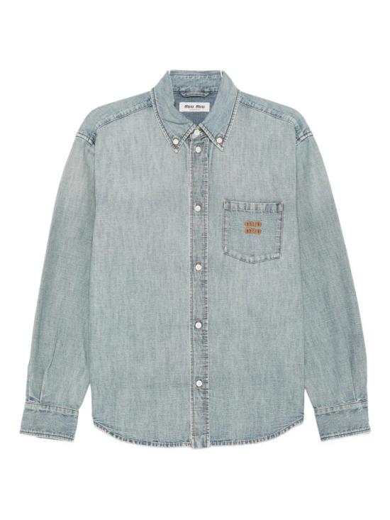 26SS 미우미우 샴브레이 셔츠 GWC133 18JIF0076 Light Blue