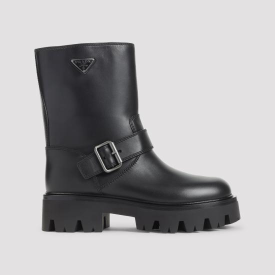 25FW 프라다 메탈 버클 레더 부츠 1U187OF050UZEF0002 BLACK DOM - PRADA