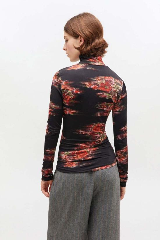  가니 터틀넥 프린트 샤이니 저지 - GANNI