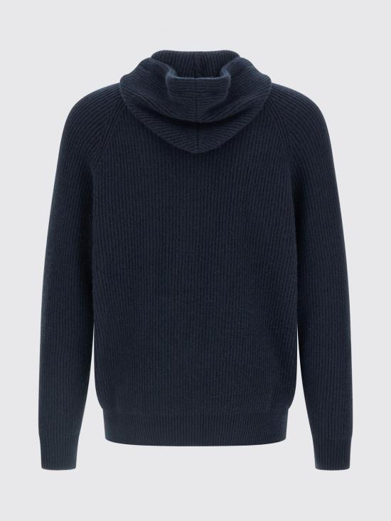 25FW 브루넬로 쿠치넬리 립드 니트 집 후드 스웨터 M22704806G CW425 Blue - BRUNELLO CUCINELLI