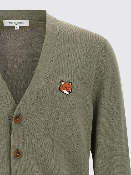 25FW 메종키츠네 폭스 헤드 메리노 레귤러 가디건 PM00501KT1181 P131 Green - MAISON KITSUNE