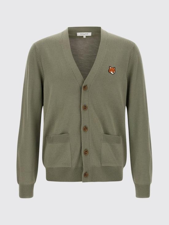 25FW 메종키츠네 폭스 헤드 메리노 레귤러 가디건 PM00501KT1181 P131 Green