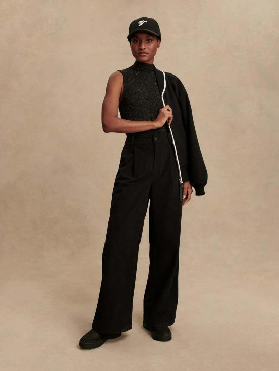  발리 스트레이트 팬츠 Varley Floris 와이드 레그 29.5 팬츠 블랙 - VARLEY