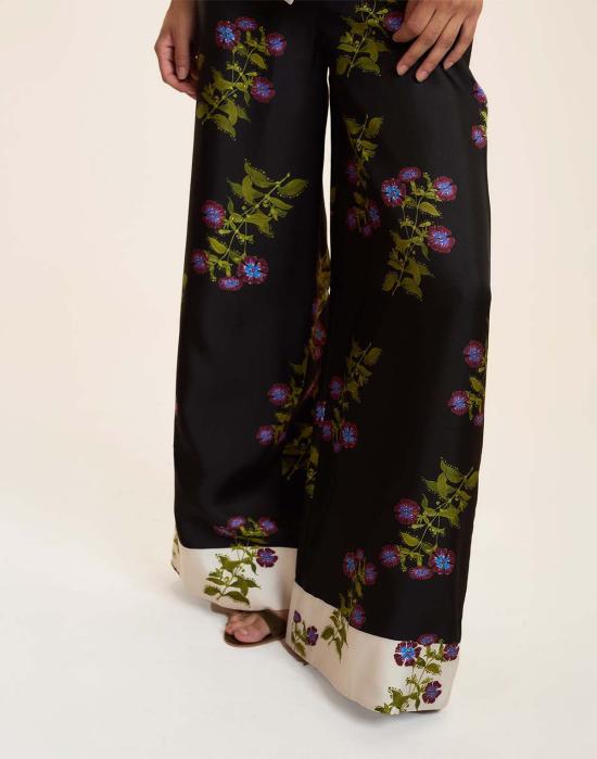  신시아 로리 스트레이트 팬츠 신시아 로울리 본 보야지 팬츠 블랙 플로럴 - CYNTHIA ROWLEY