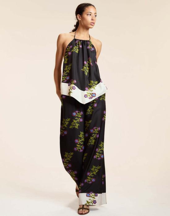  신시아 로리 스트레이트 팬츠 신시아 로울리 본 보야지 팬츠 블랙 플로럴 - CYNTHIA ROWLEY