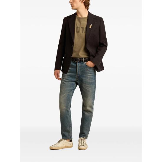 26SS 골든구스 골든 로고 프린트 반팔 티셔츠 GMP01220 P000671 35479 GREEN - GOLDEN GOOSE