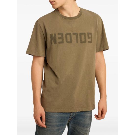26SS 골든구스 골든 로고 프린트 반팔 티셔츠 GMP01220 P000671 35479 GREEN - GOLDEN GOOSE