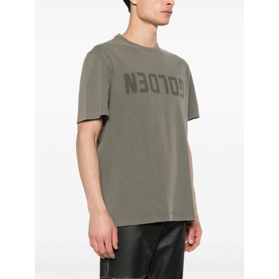 26SS 골든구스 골든 로고 프린트 반팔 티셔츠 GMP01220 P000671 35479 GREEN - GOLDEN GOOSE