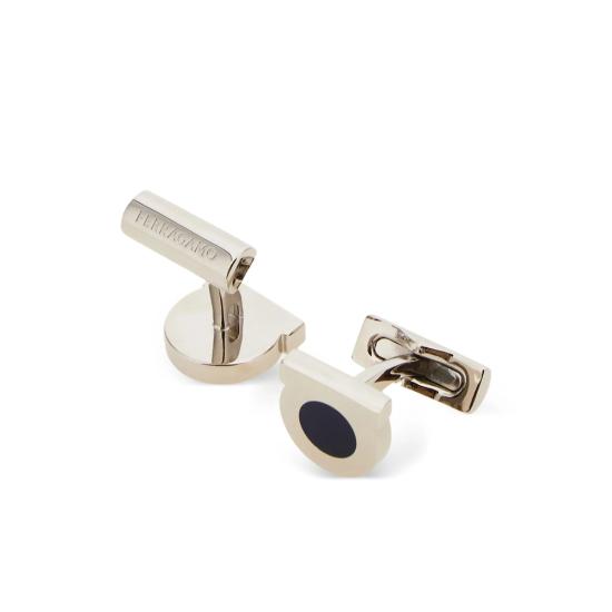 26SS 살바토레 페라가모 커프스 링크/타이 홀더 770403 0791267 PLDNA SILVER BLACK - SALVATORE FERRAGAMO