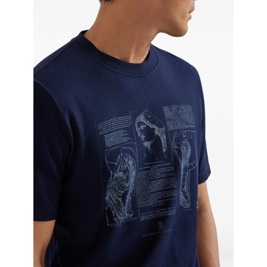 26SS 브루넬로 쿠치넬리 반팔 티셔츠 M0B138517 CLI32 BLUE - BRUNELLO CUCINELLI