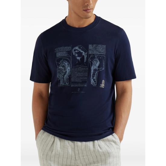 26SS 브루넬로 쿠치넬리 반팔 티셔츠 M0B138517 CLI32 BLUE - BRUNELLO CUCINELLI