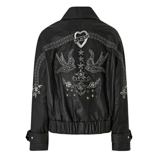 25FW 핑코 가죽 자켓 105793 A2U7 Z99 BLACK - PINKO