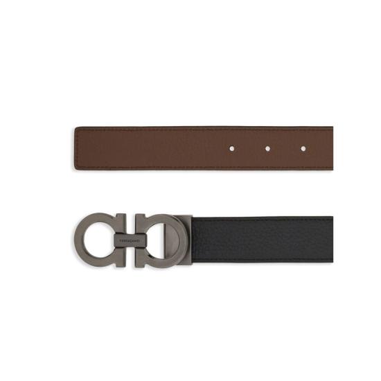 26SS 살바토레 페라가모 간치니 리버시블 레더 가죽 벨트 670428 0780486 NECLA BROWN BLACK - SALVATORE FERRAGAMO