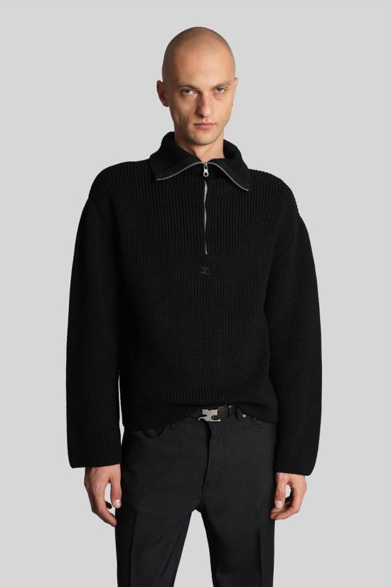 25FW 쿠레쥬 집업 니트 430109 325MPU243FI0036 Black