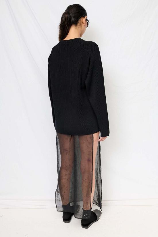  어셈블리 뉴욕 롱 스커트 어셈블리 블랙 크링클 쉬폰 오픈 사이드 맥시 스커트 - ASSEMBLY NEW YORK