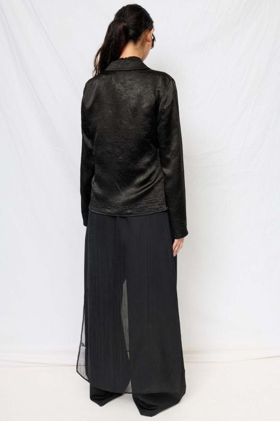  어셈블리 뉴욕 블라우스 조립형 블랙 주름 아세테이트 피팅 버튼업 - ASSEMBLY NEW YORK