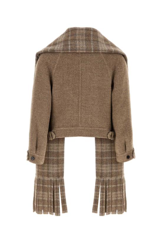 25FW 버버리 디테처블 스카프 울 블렌드 자켓 8114465 C3822 Camel - BURBERRY