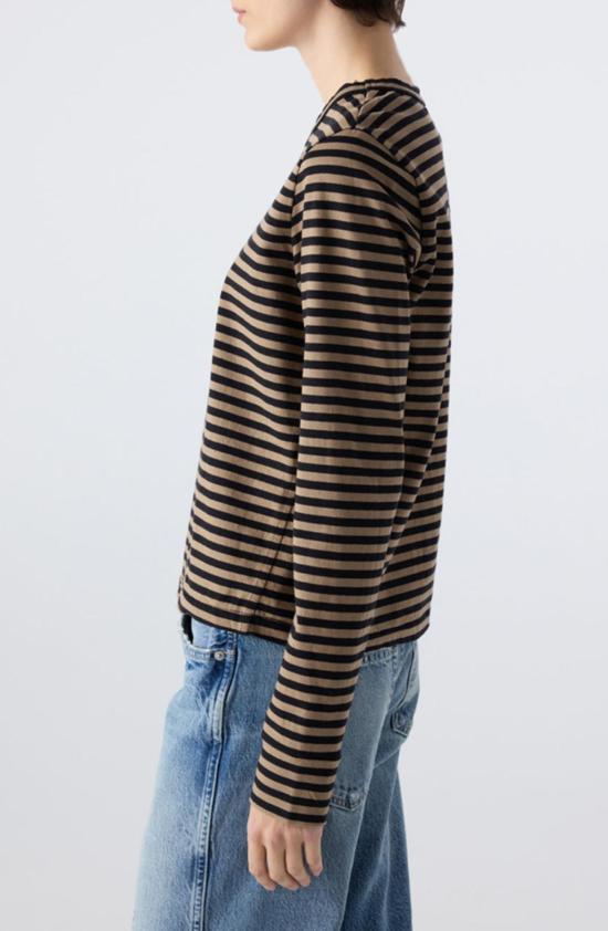  아모 데님 긴팔 티셔츠 러브 L/S 스트라이프 티셔츠 - AMO DENIM