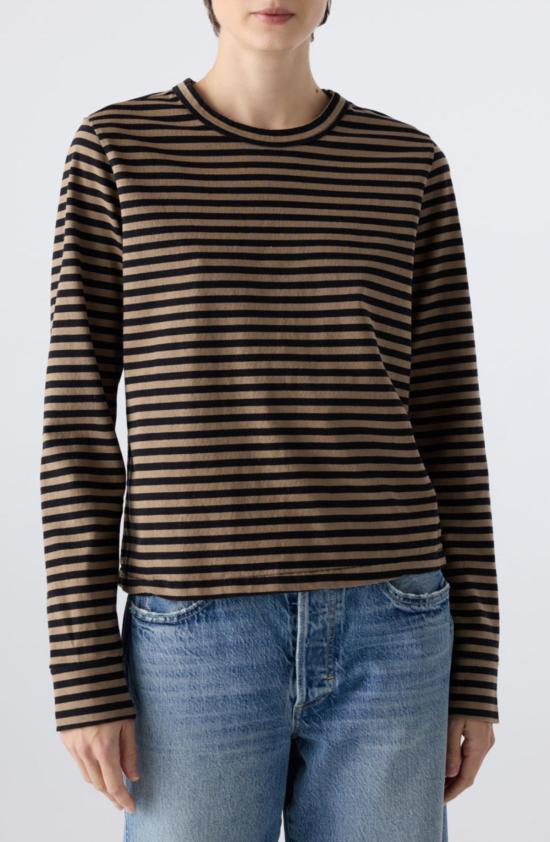  아모 데님 긴팔 티셔츠 러브 L/S 스트라이프 티셔츠