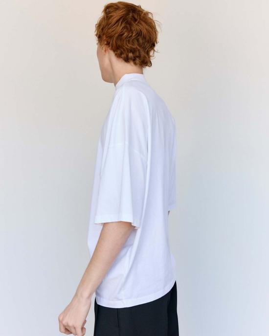  질샌더 반팔 티셔츠 질 샌더 화이트 코튼 모크넥 티셔츠 - JIL SANDER