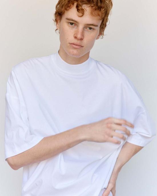  질샌더 반팔 티셔츠 질 샌더 화이트 코튼 모크넥 티셔츠 - JIL SANDER
