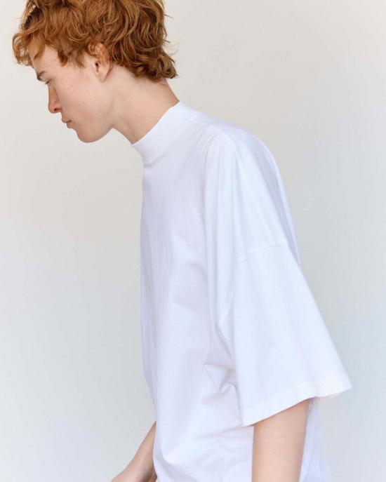  질샌더 반팔 티셔츠 질 샌더 화이트 코튼 모크넥 티셔츠 - JIL SANDER