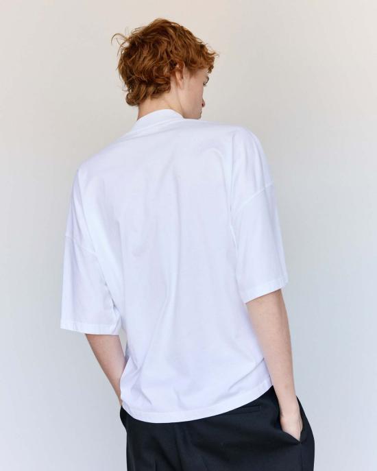  질샌더 반팔 티셔츠 질 샌더 화이트 코튼 모크넥 티셔츠 - JIL SANDER