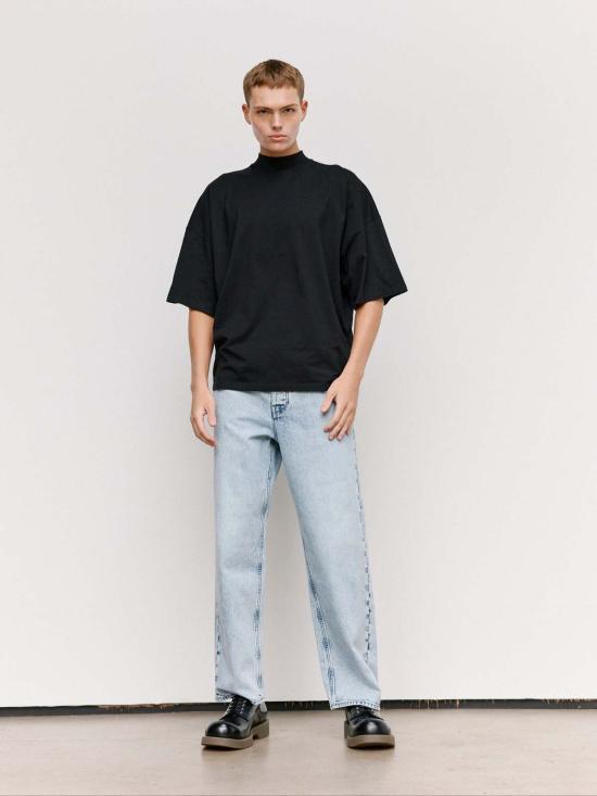  질샌더 반팔 티셔츠 질 샌더 블랙 코튼 모크넥 티셔츠 - JIL SANDER